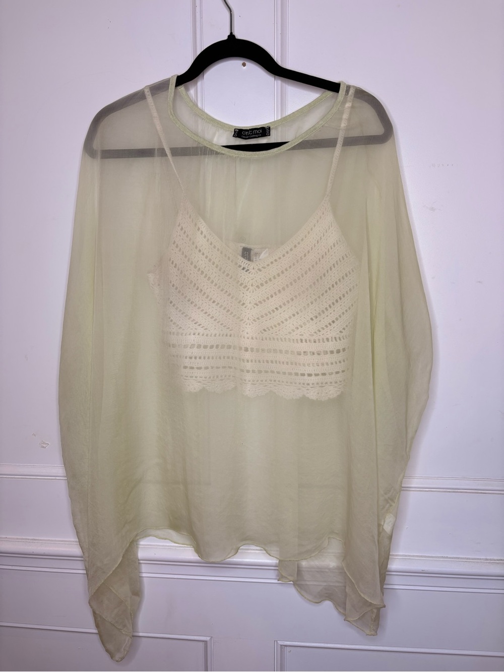 Cest moi Light green silk top.